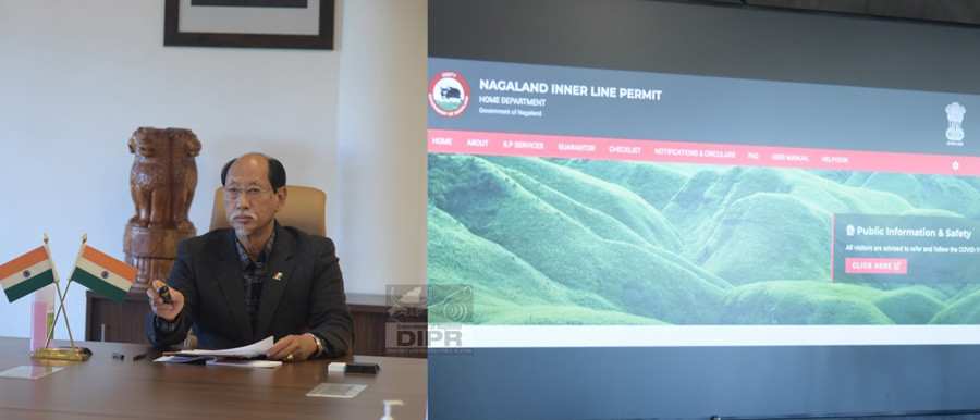 Nagaland CM Neiphiu Rio launches the online ILP module portal at the Chief Minister’s Residential Complex, Kohima on December 16. (DIPR Photo)